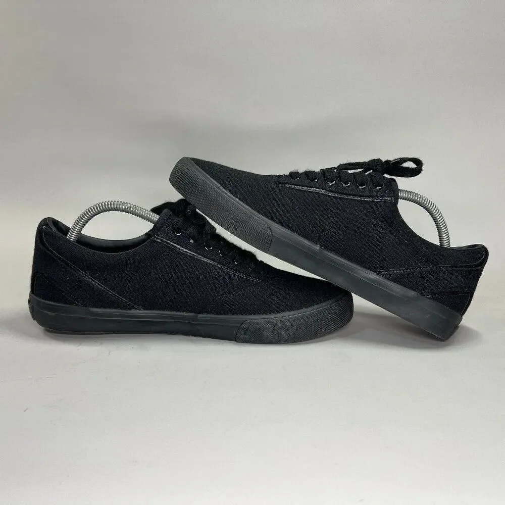 Hurley Arlo Shoes Men's Size 9.5 Black Canvas Low Lace Up Skateboarding Sneakers